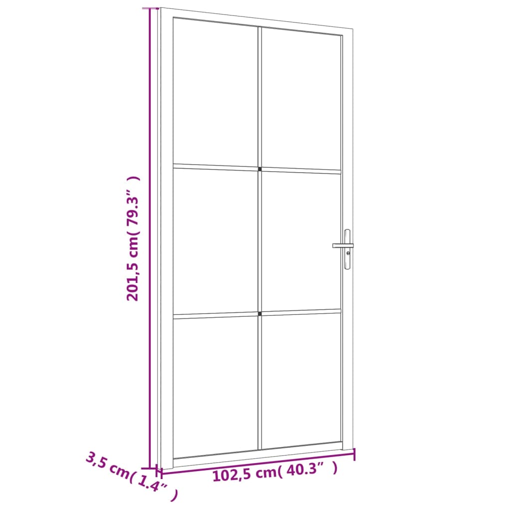 vidaXL Drzwi wewnętrzne, 102,5x201,5 cm, białe, szkło ESG i aluminium