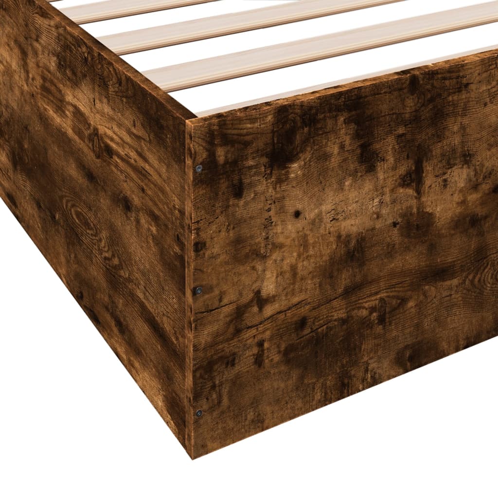 vidaXL Rama łóżka, przydymiony dąb, 200x200cm, materiał drewnopochodny