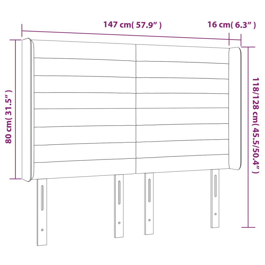 vidaXL Zagłówek do łóżka z LED, zielony, 147x16x118/128 cm, tkanina