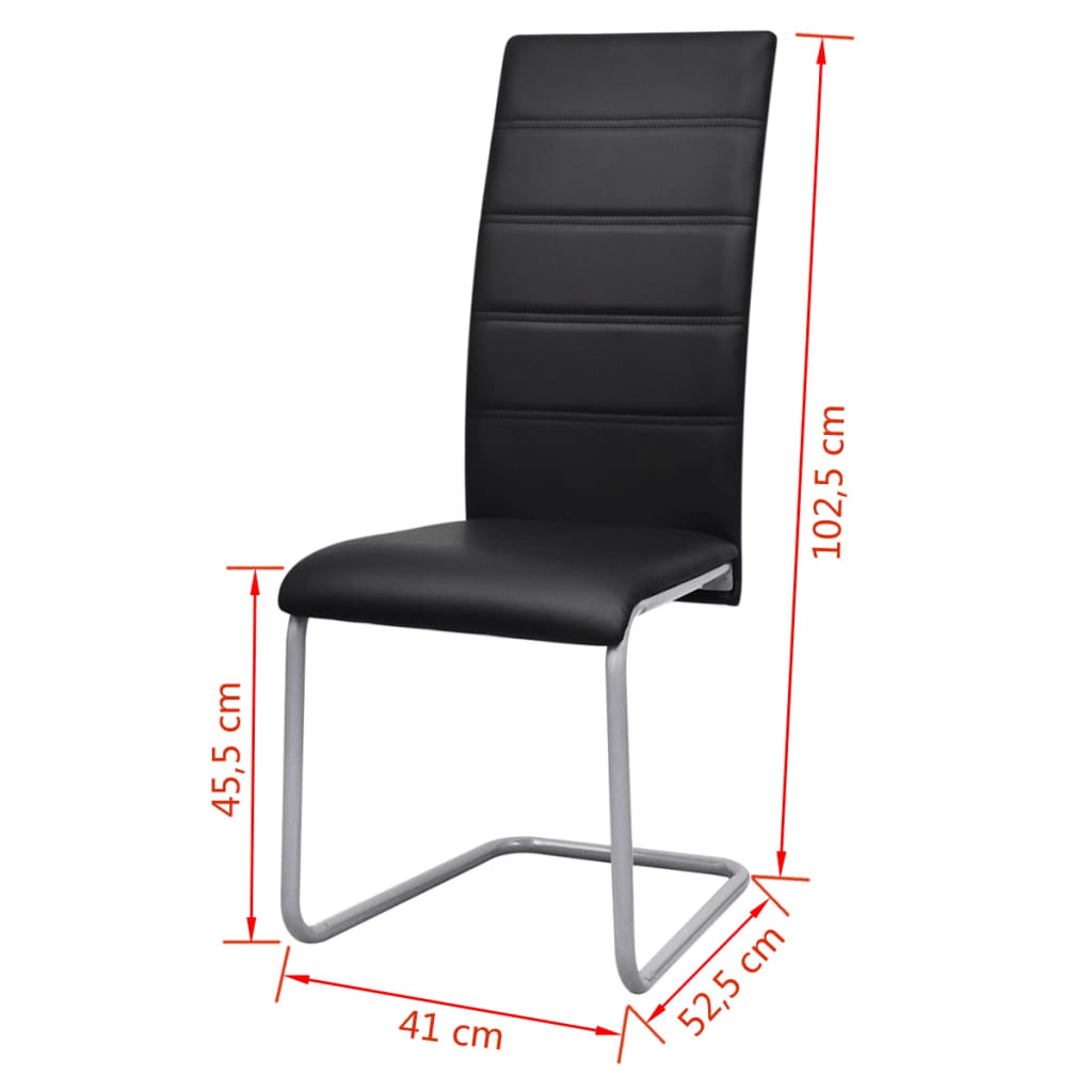 vidaXL Krzesła stołowe, wspornikowe, 6 szt., czarne, sztuczna skóra