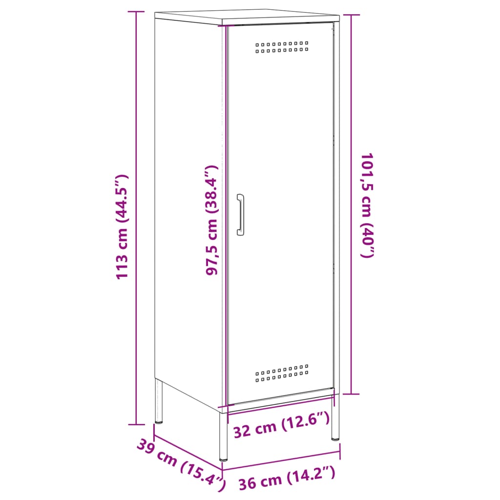 vidaXL Szafka, czarna, 36x39x113 cm, stal