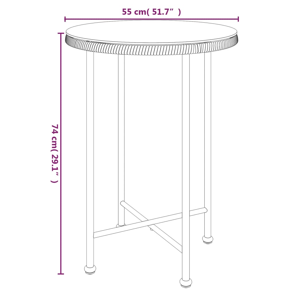 vidaXL Stół jadalniany, czarny, Ø55 cm, szkło hartowane i stal