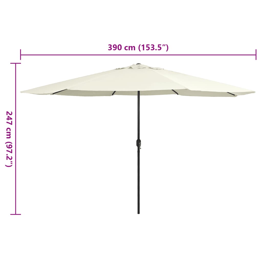 vidaXL Parasol ogrodowy na metalowym słupku, 390 cm, piaskowy