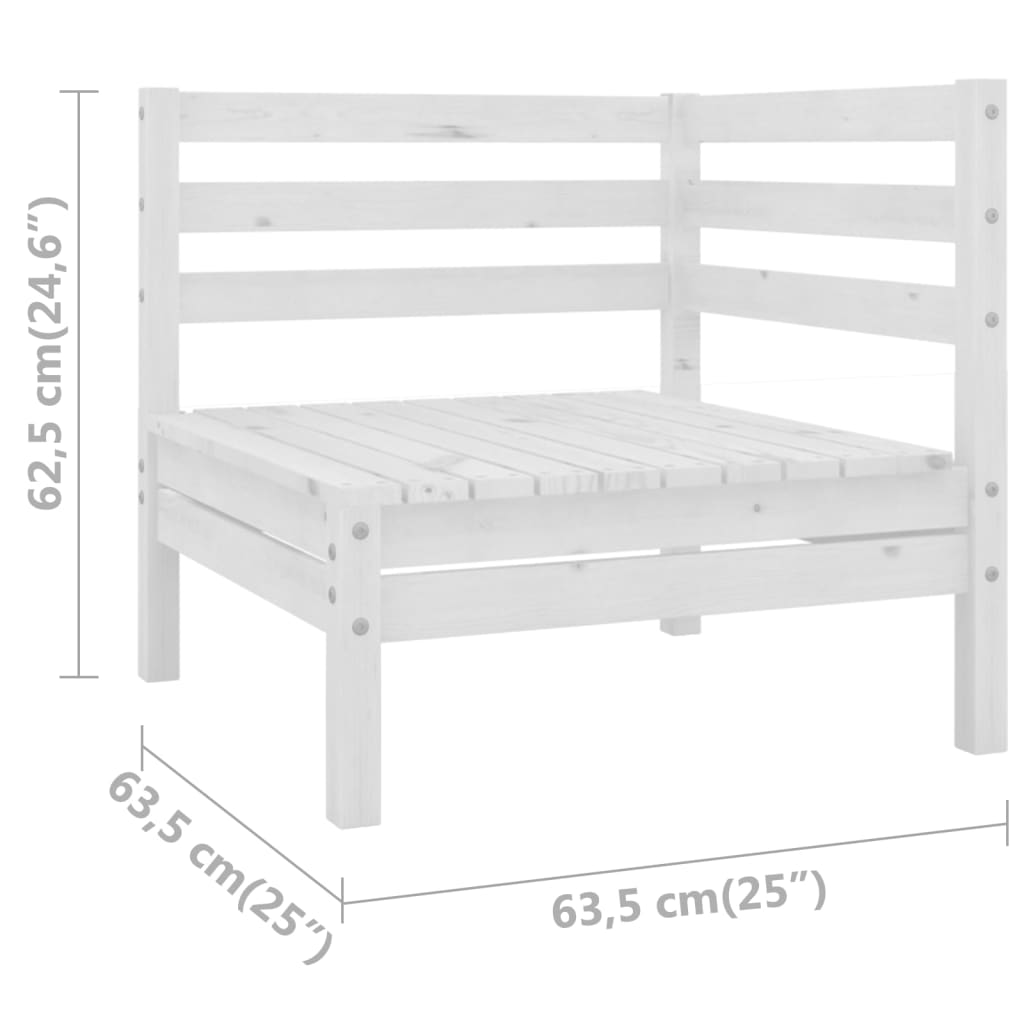 vidaXL Ogrodowa sofa narożna, biała, lite drewno sosnowe