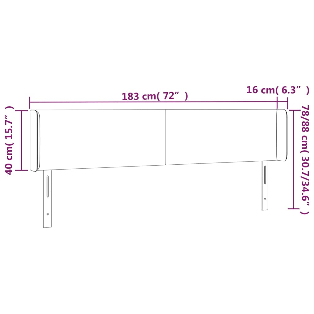 vidaXL Zagłówek do łóżka z LED, biały, 183x16x78/88 cm, sztuczna skóra