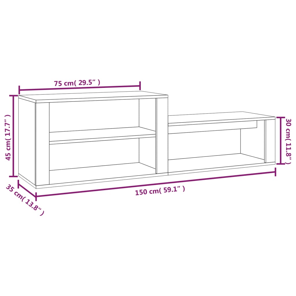 vidaXL Szafka na buty, czarna, 150x35x45 cm, materiał drewnopochodny