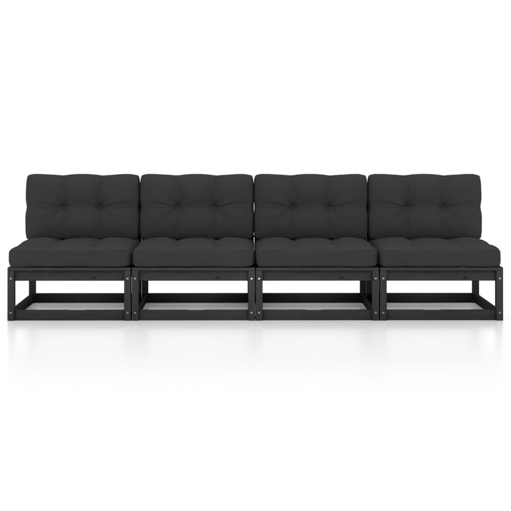 vidaXL 4-osobowa sofa ogrodowa z poduszkami, lite drewno sosnowe