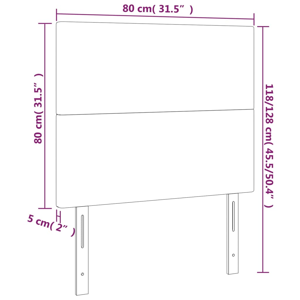 vidaXL Zagłówek do łóżka z LED ciemnobrązowy 80x5x118/128 cm tkanina