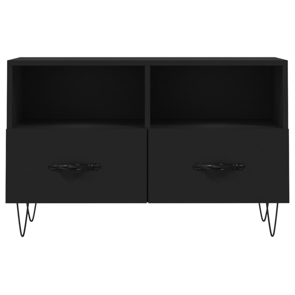 vidaXL Szafka pod TV, czarna, 80x36x50 cm, materiał drewnopochodny