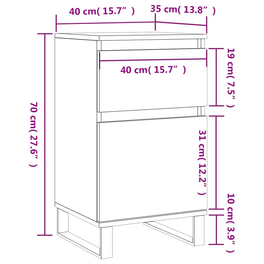 vidaXL Komoda, szarość betonu, 40x35x70 cm, materiał drewnopochodny