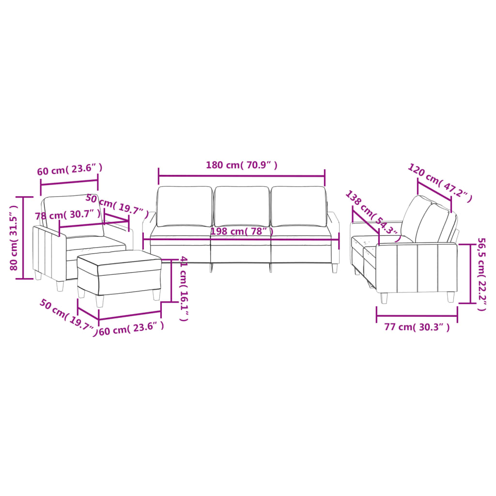 vidaXL 4-osobowa sofa z poduszkami, czarna, sztuczna skóra