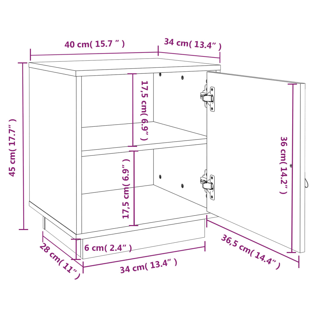 vidaXL Szafki nocne, 2 szt., szare, 40x34x45 cm, lite drewno sosnowe