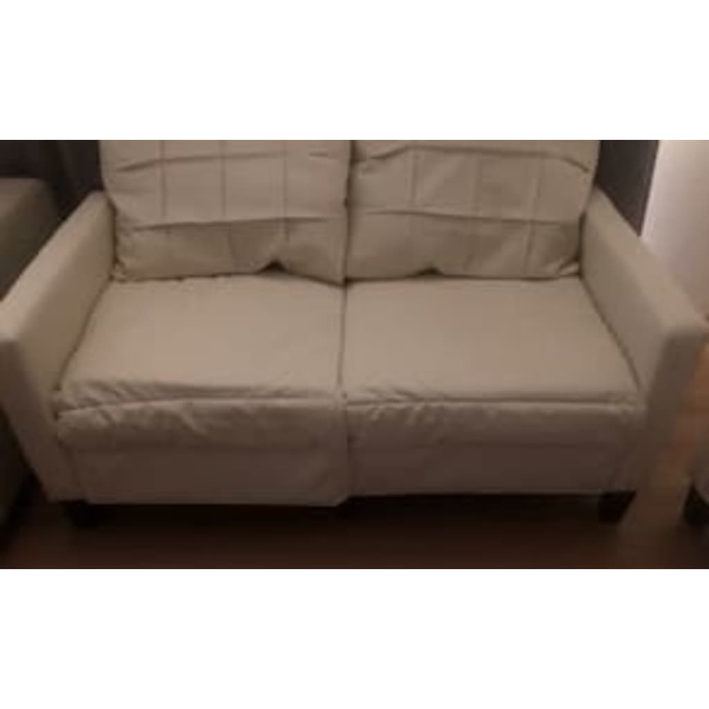 vidaXL Sofa 2-osobowa, kremowa, 120 cm, sztuczna skóra, klasa B