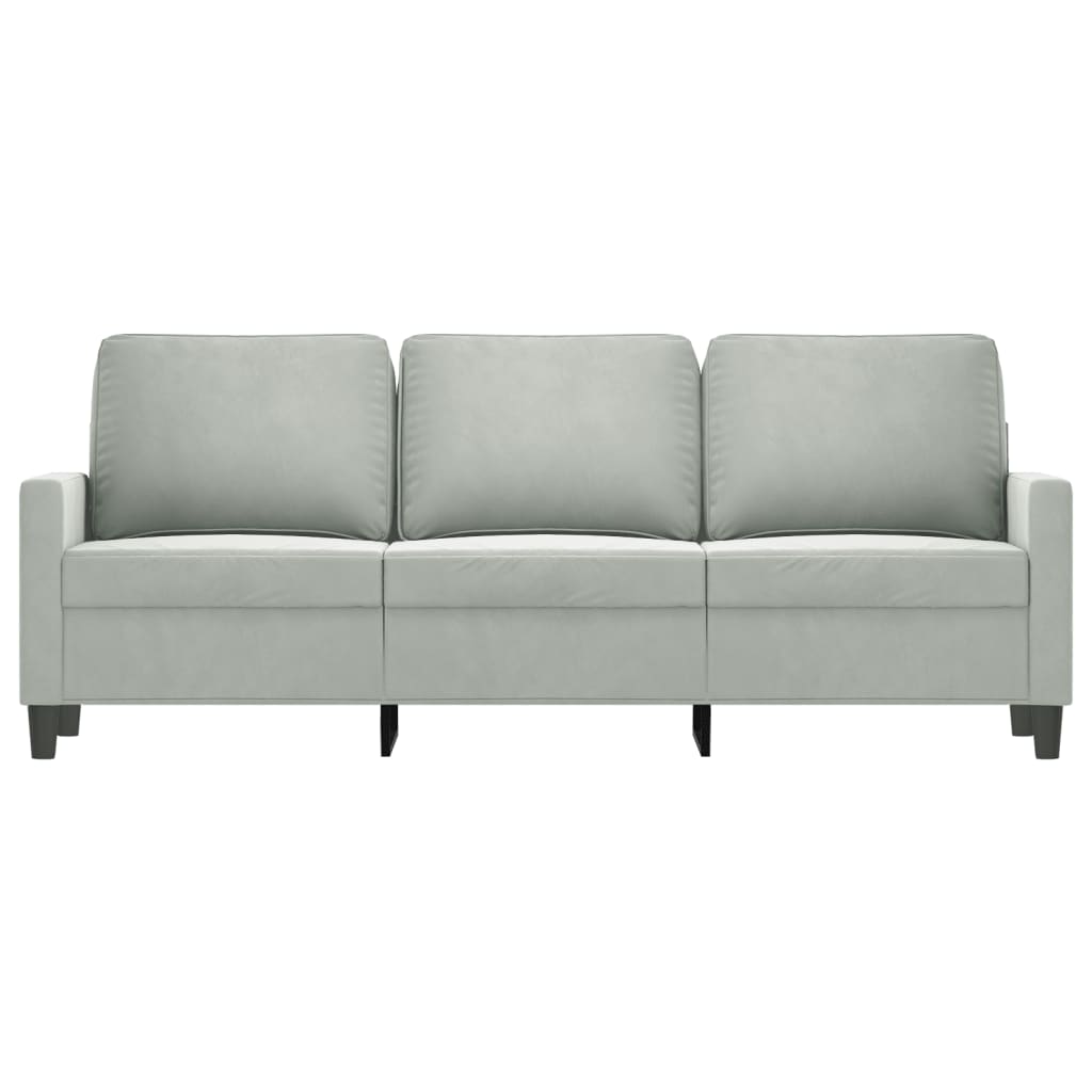 vidaXL Sofa 3-osobowa, jasnoszara, 180 cm, tapicerowana aksamitem