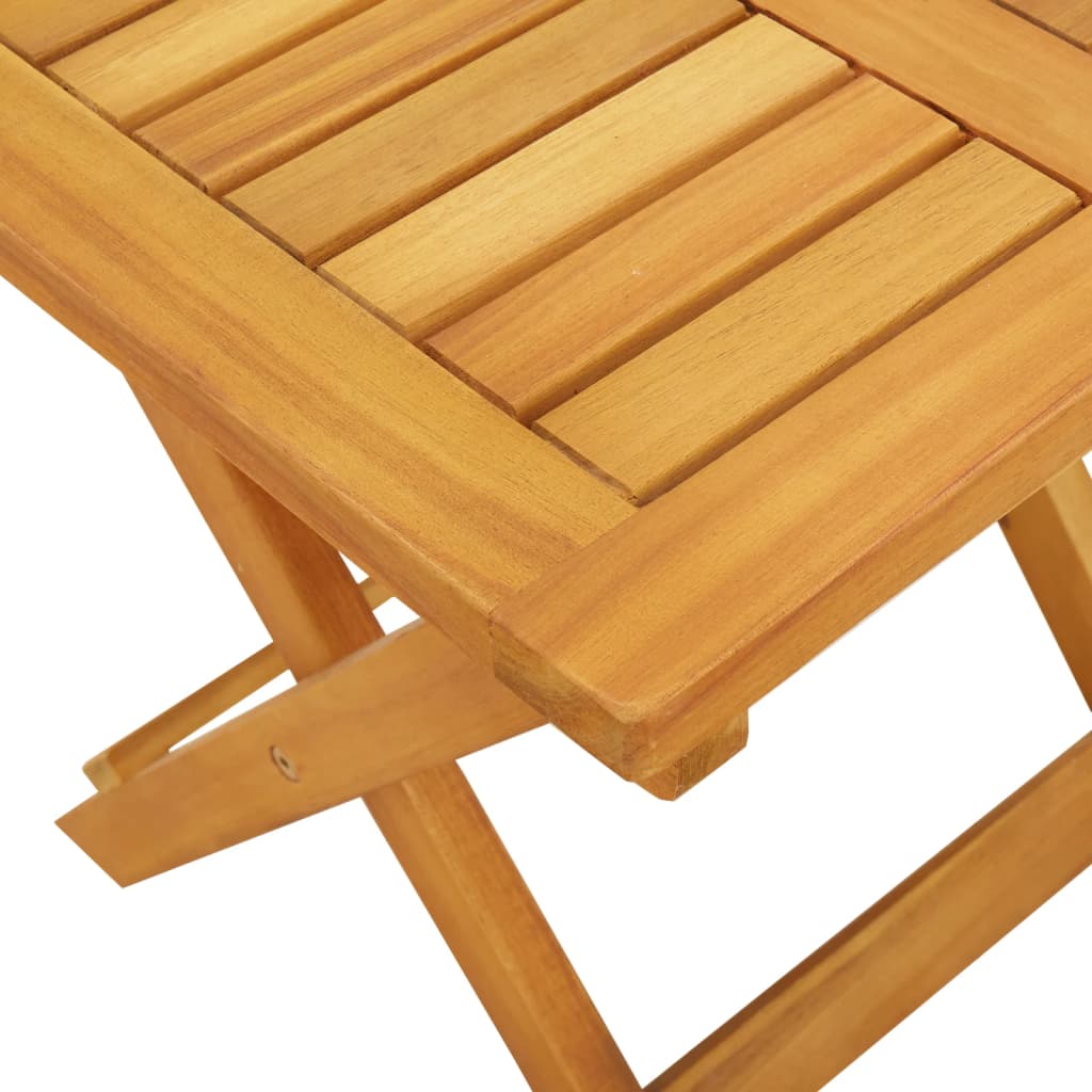 vidaXL Leżak z poduszką i stolikiem, lite drewno akacjowe