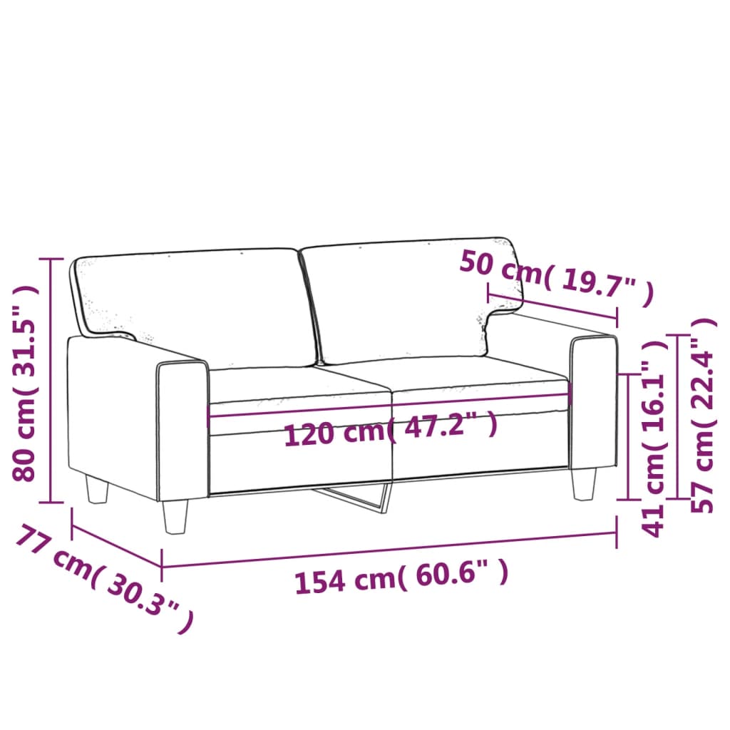 vidaXL 2-osobowa sofa, czarna, 120 cm, sztuczna skóra