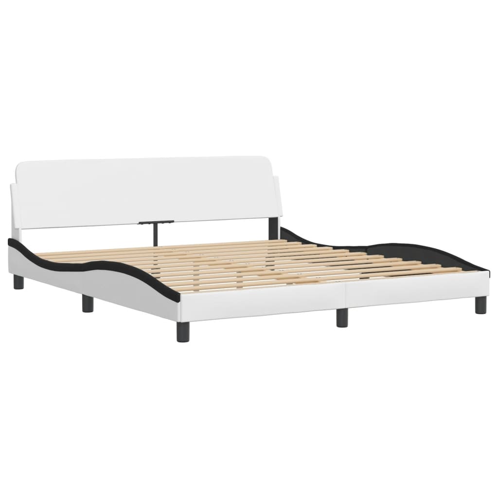 vidaXL Rama łóżka z zagłówkiem, biało-czarna, 180x200 cm, ekoskóra