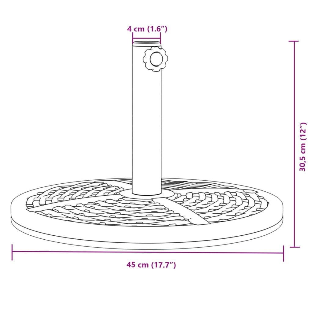 vidaXL Podstawa do parasola, do słupków Ø38/48 mm, 12 kg, okrągła