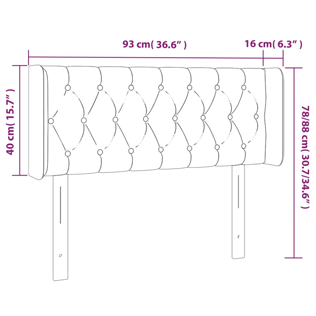 vidaXL Zagłówek do łóżka z LED, jasnoszary, 93x16x78/88 cm, tkanina