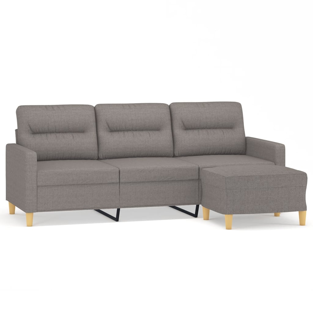 vidaXL 3-osobowa sofa z podnóżkiem, taupe, 180 cm, tkaniną