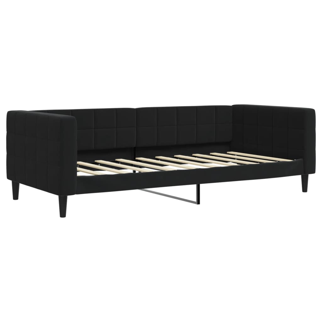 vidaXL Sofa rozsuwana z szufladami, czarna, 90x190 cm, aksamit