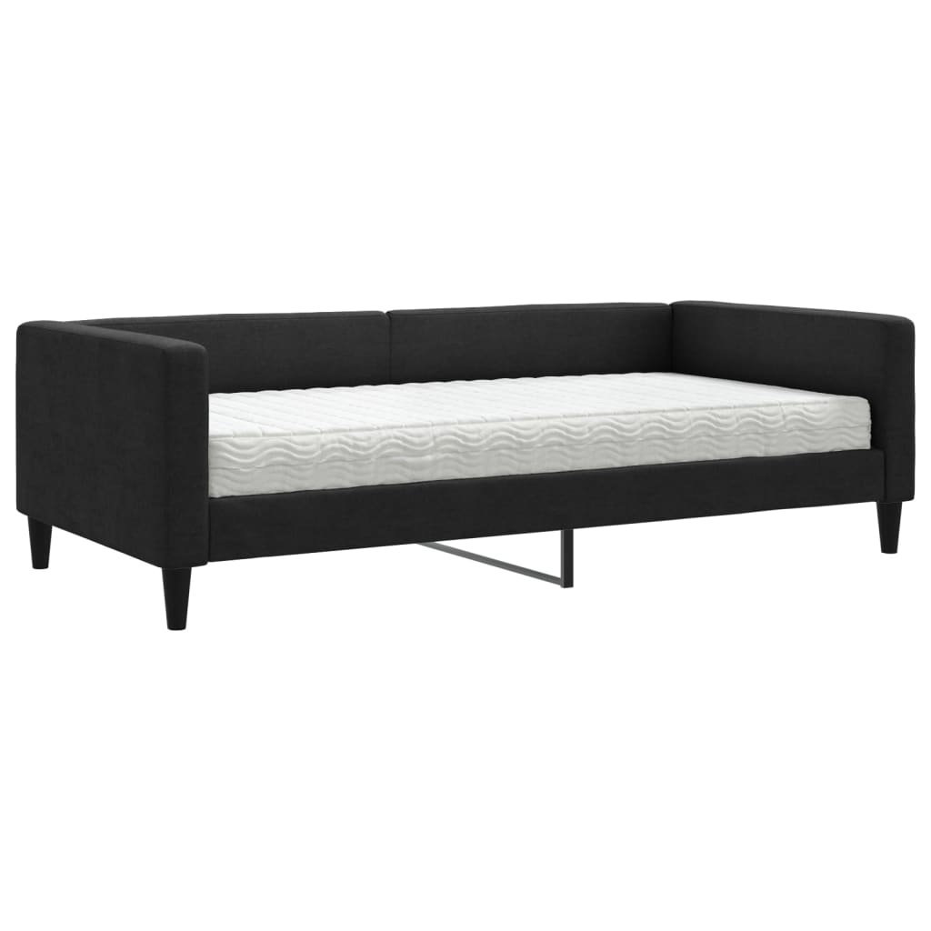 vidaXL Sofa z materacem do spania, czarna, 100x200 cm, tkanina