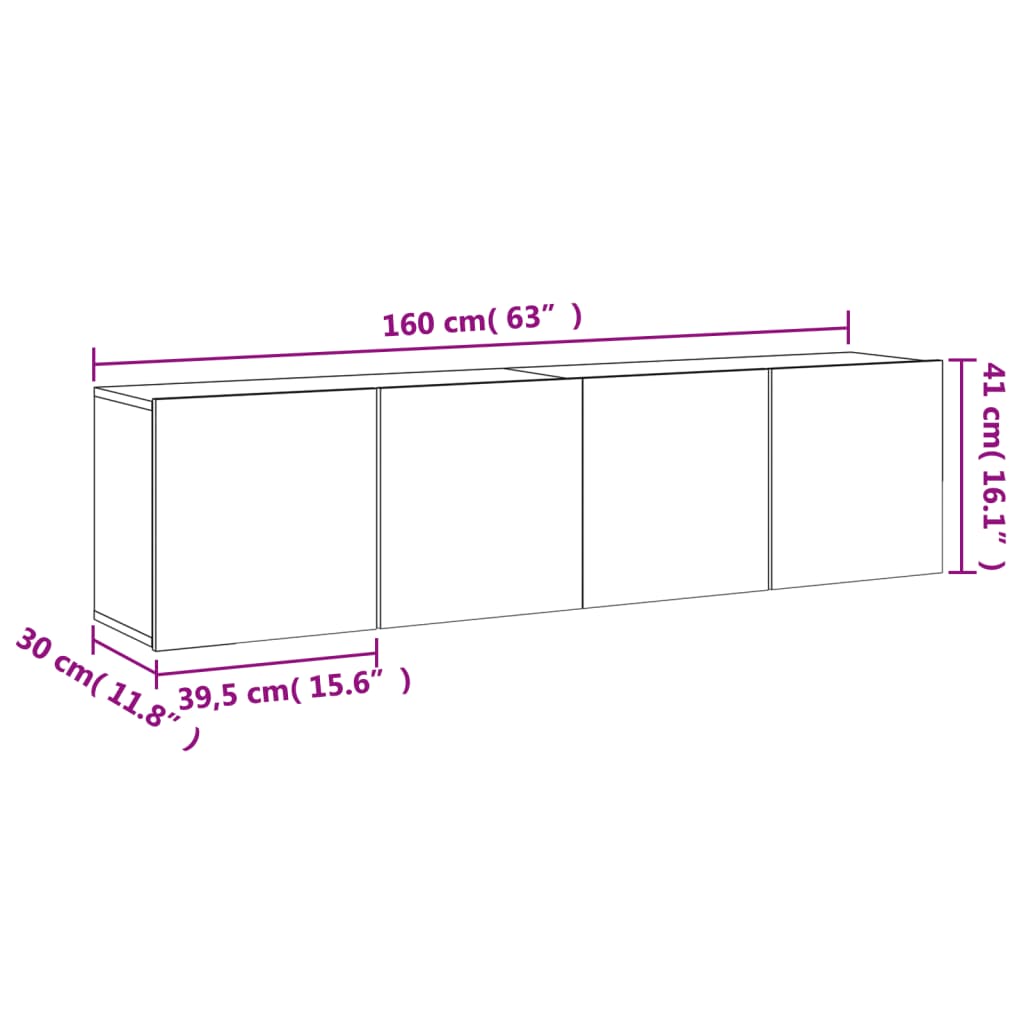 vidaXL Ścienne szafki TV, 2 szt. szarość betonu 80x30x41 cm