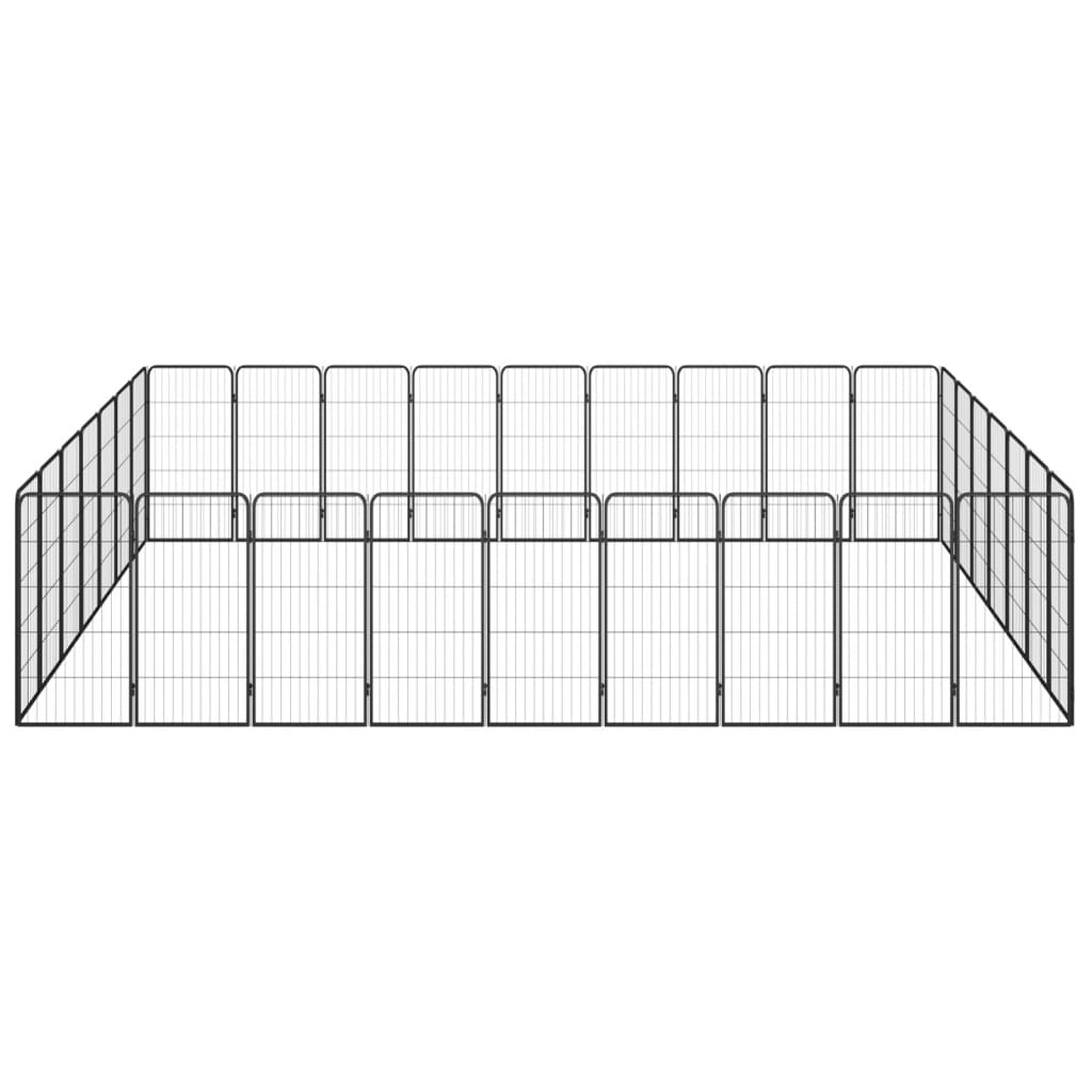 vidaXL Kojec dla psa, 32 paneli, czarny, 50x100 cm, stal