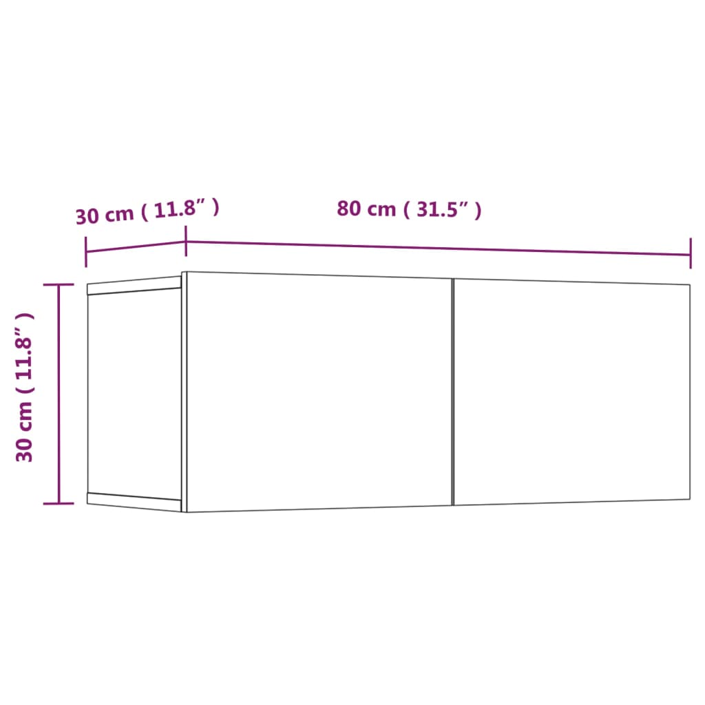 vidaXL Szafki TV, 4 szt., białe, 80x30x30 cm, materiał drewnopochodny