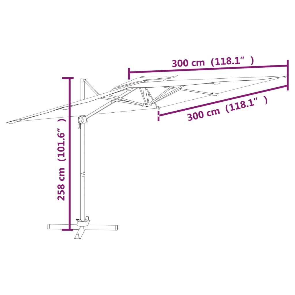 vidaXL Wiszący parasol z podwójną czaszą, terakotowy, 300x300 cm