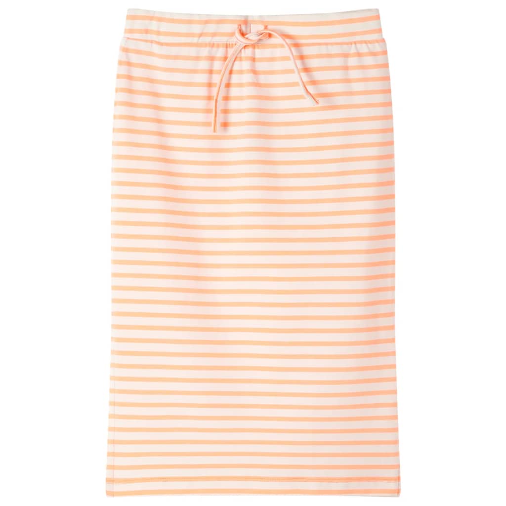Dziecięca, prosta spódnica w paski, fluorescencyjny pomarańcz, 128
