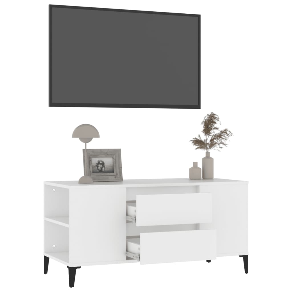 vidaXL Szafka pod TV, biała, 102x44,5x50 cm, materiał drewnopochodny