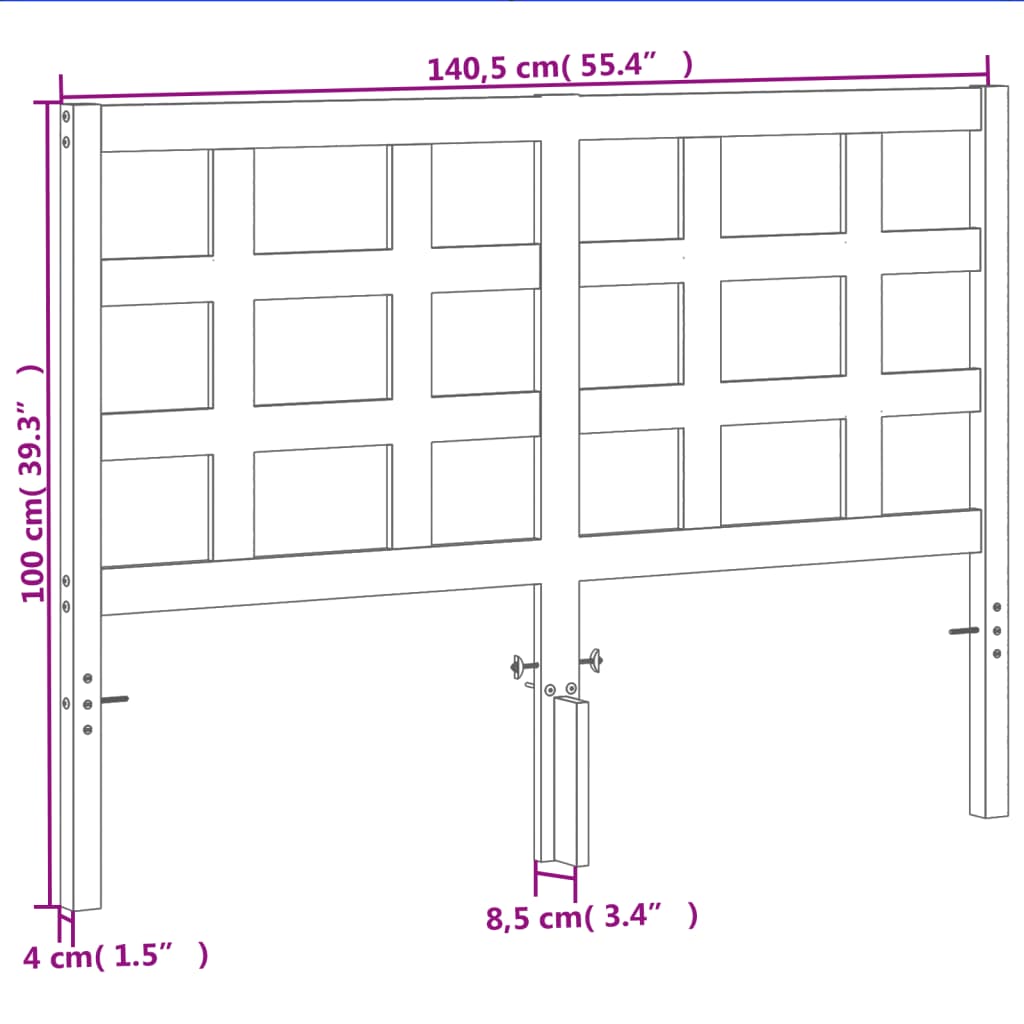 vidaXL Wezgłowie do łóżka, woskowy brąz, 135 cm, lite drewno sosnowe