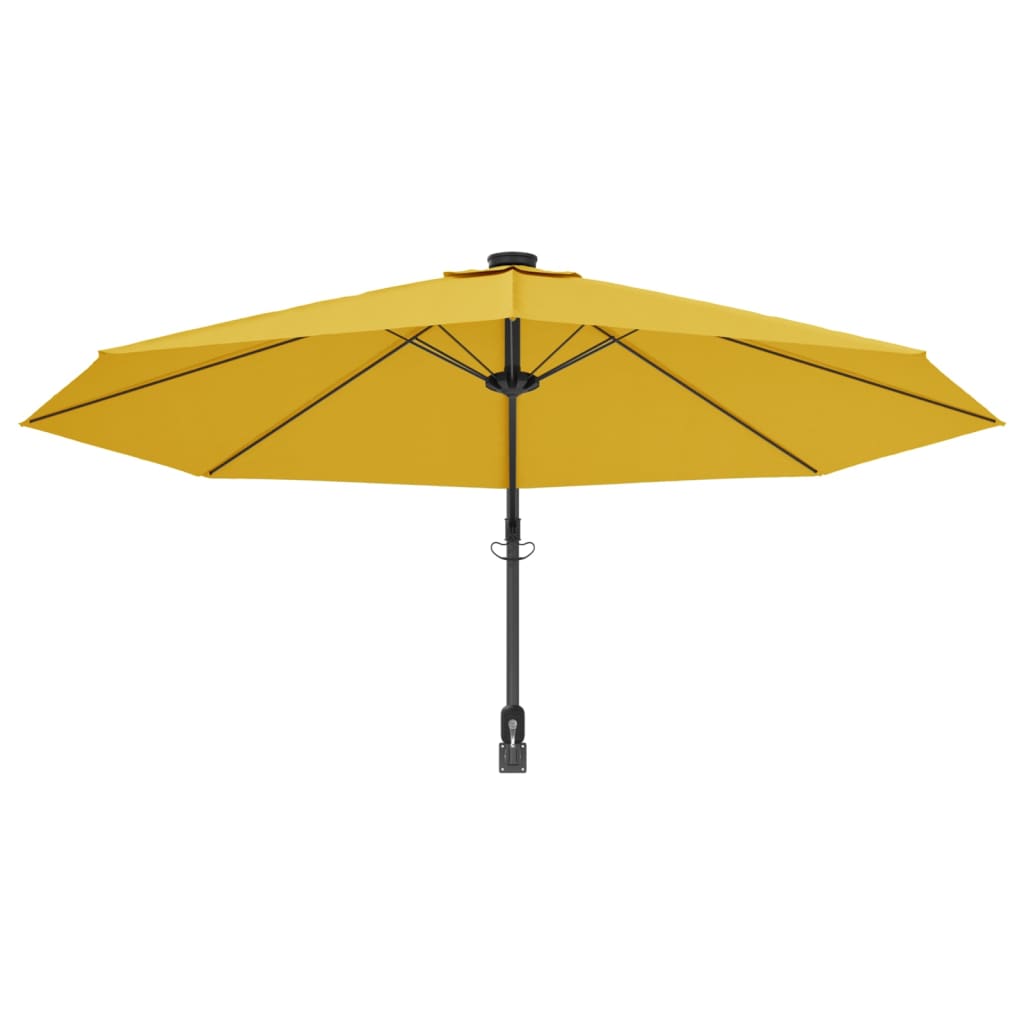 vidaXL Ścienny parasol ogrodowy, żółty, 290 cm