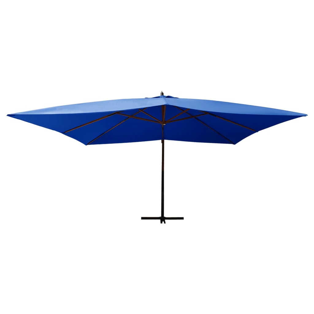 vidaXL Wiszący parasol z drewnianym słupkiem, 400x300 cm, niebieski