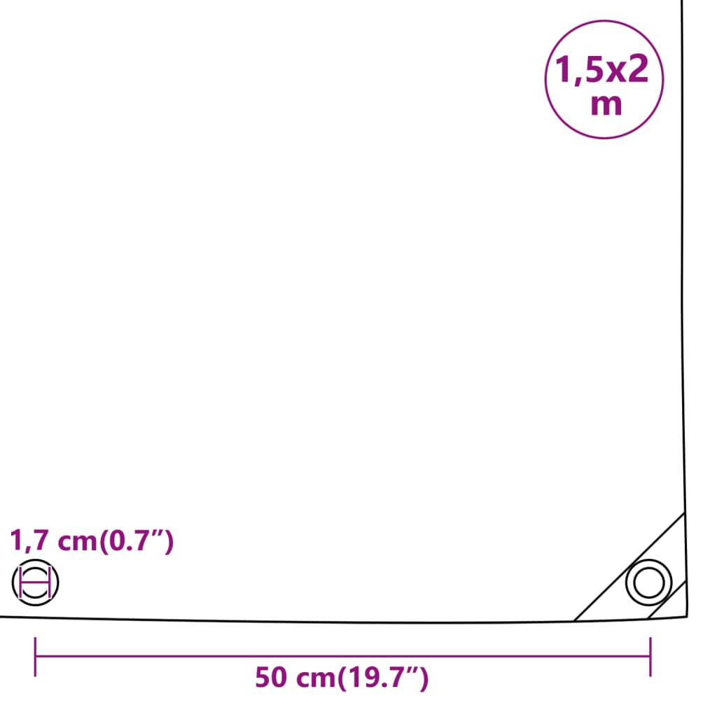 vidaXL Plandeka, zielona, 1,5x2 m, 650 g/m²