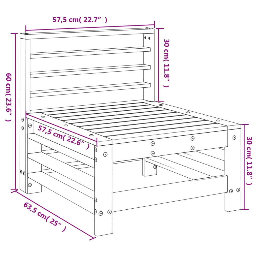 vidaXL Ogrodowa sofa środkowa, impregnowane drewno sosnowe