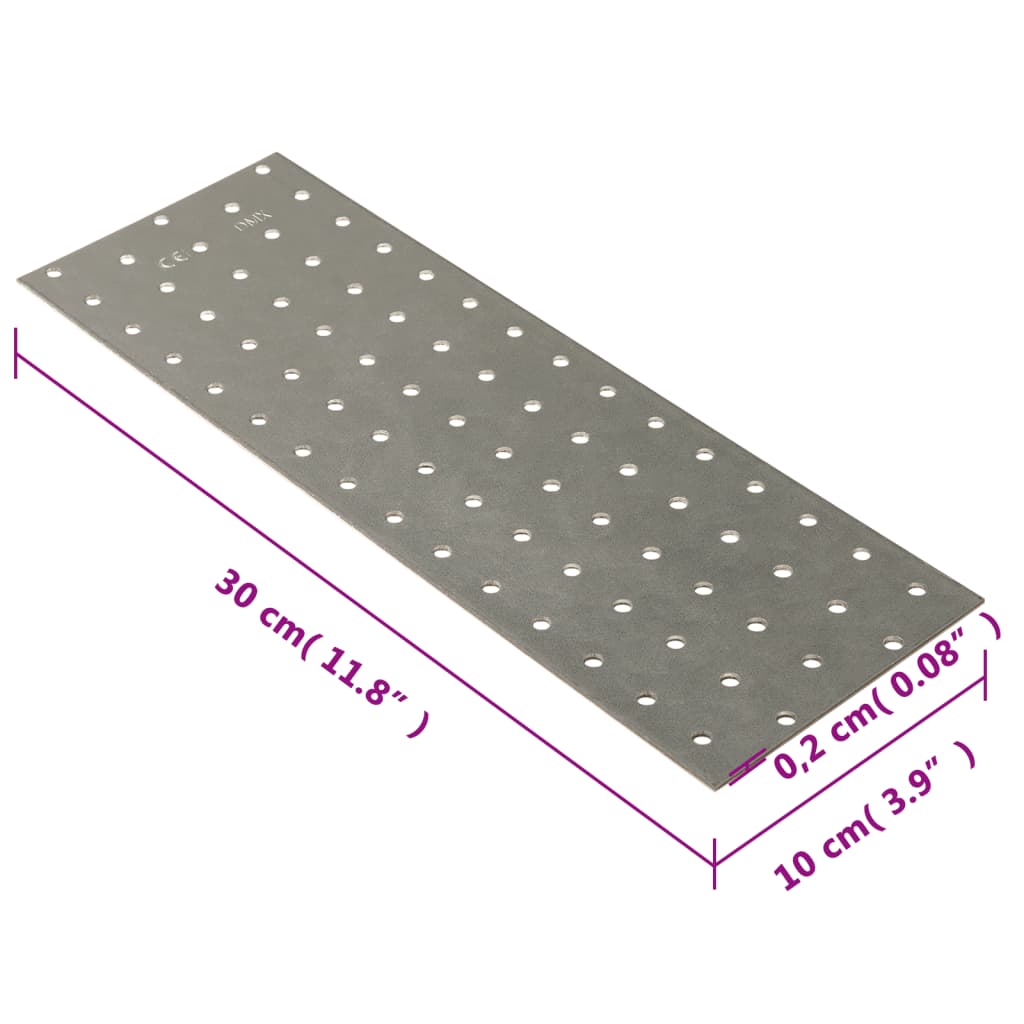 vidaXL Płytki perforowane, 20 szt., 2 mm, 300x100 mm, stal ocynkowana