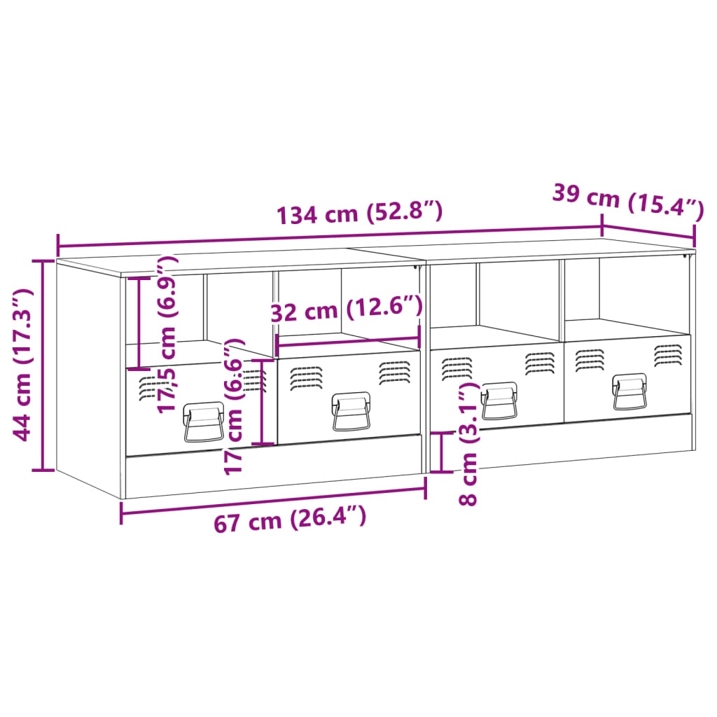 vidaXL Szafki pod telewizor, 2 szt., musztardowe, 67x39x44 cm, stalowe