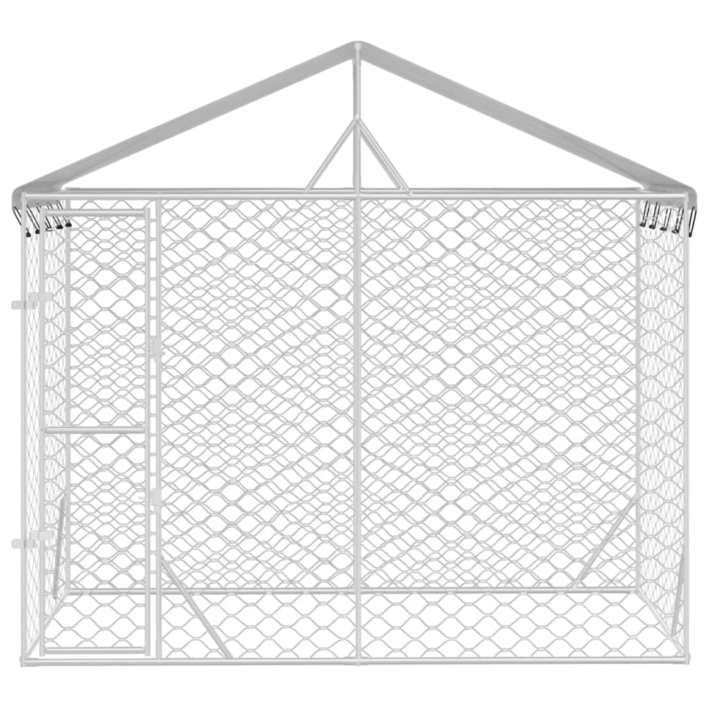 vidaXL Kojec dla psa, z dachem, srebrny, 3x1,5x2,5 m, stal