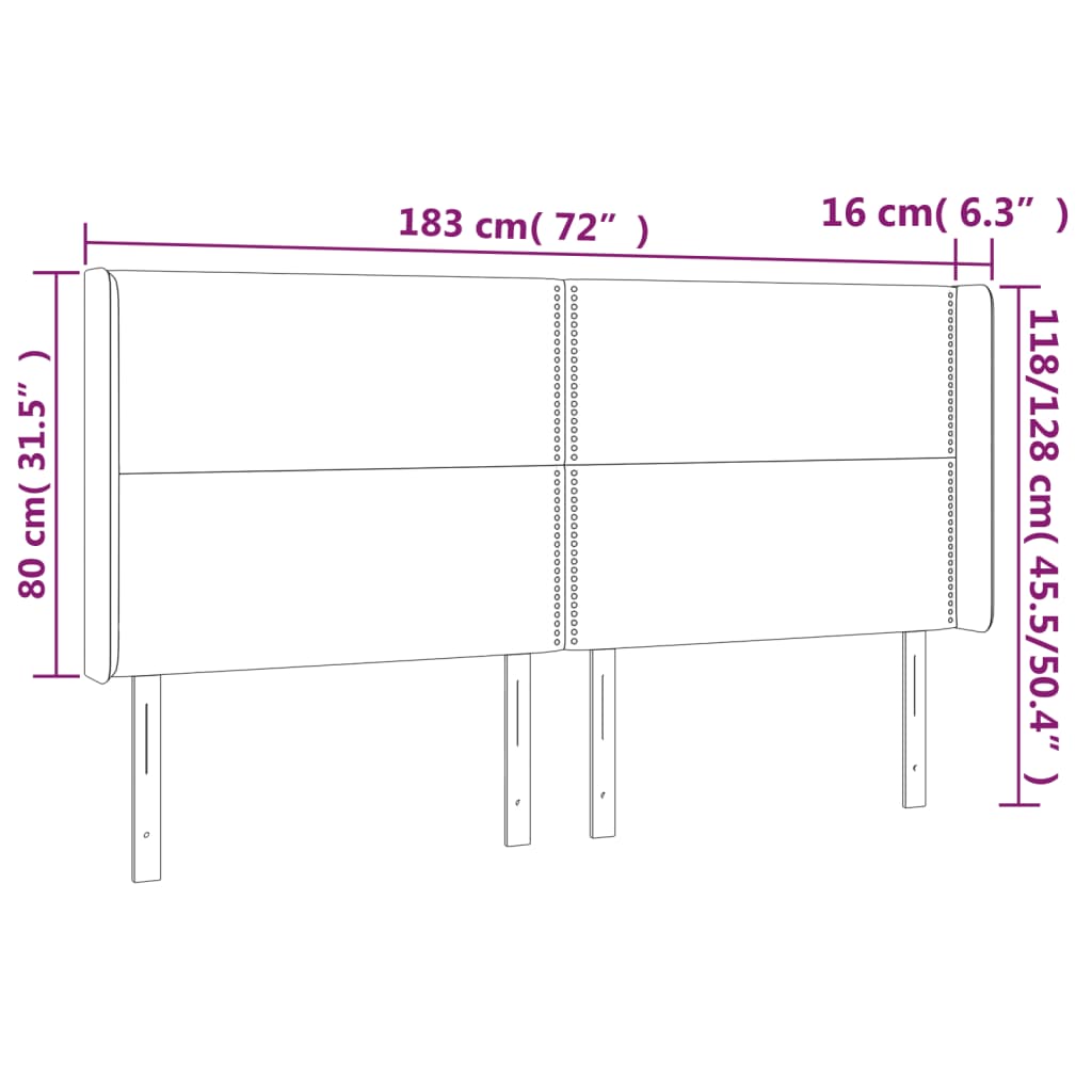 vidaXL Zagłówek do łóżka z LED, biały, 183x16x118/128cm sztuczna skóra