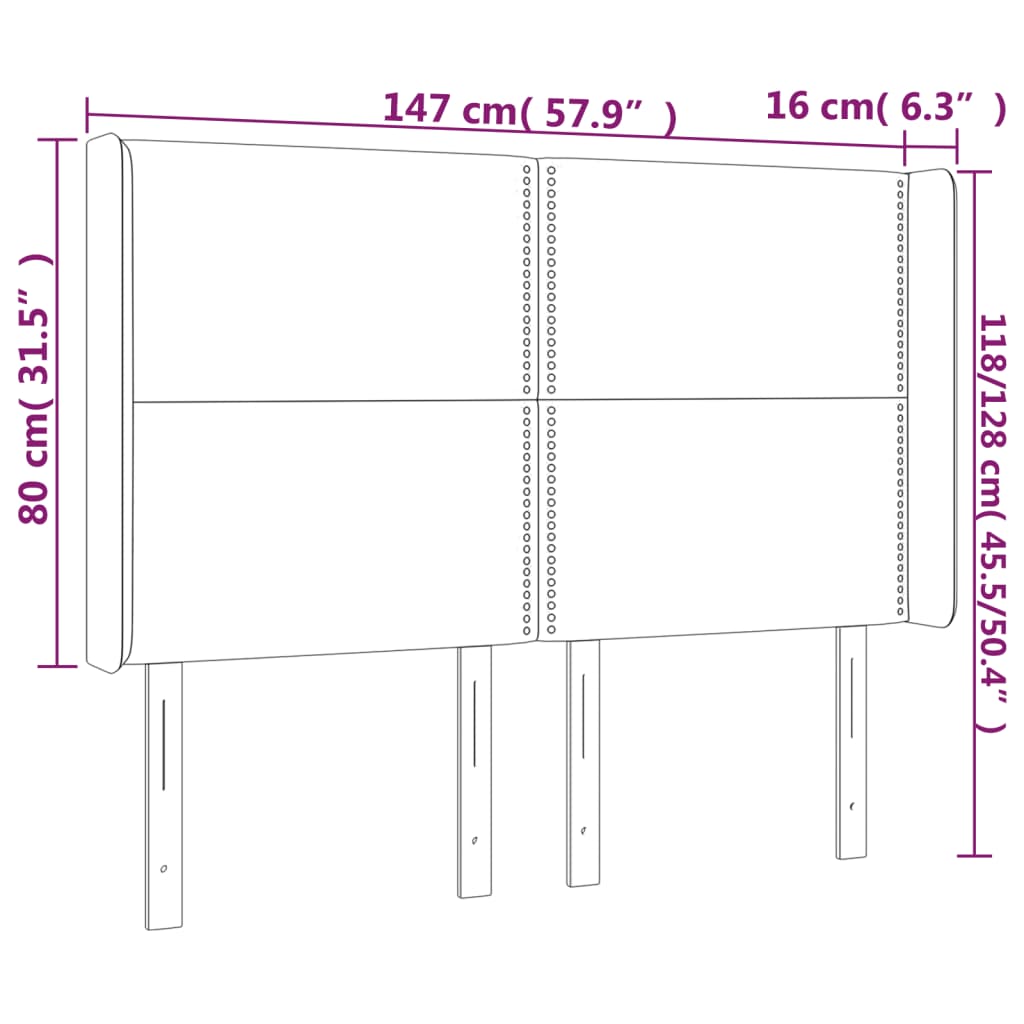 vidaXL Zagłówek do łóżka z LED, niebieski, 147x16x118/128 cm, tkanina