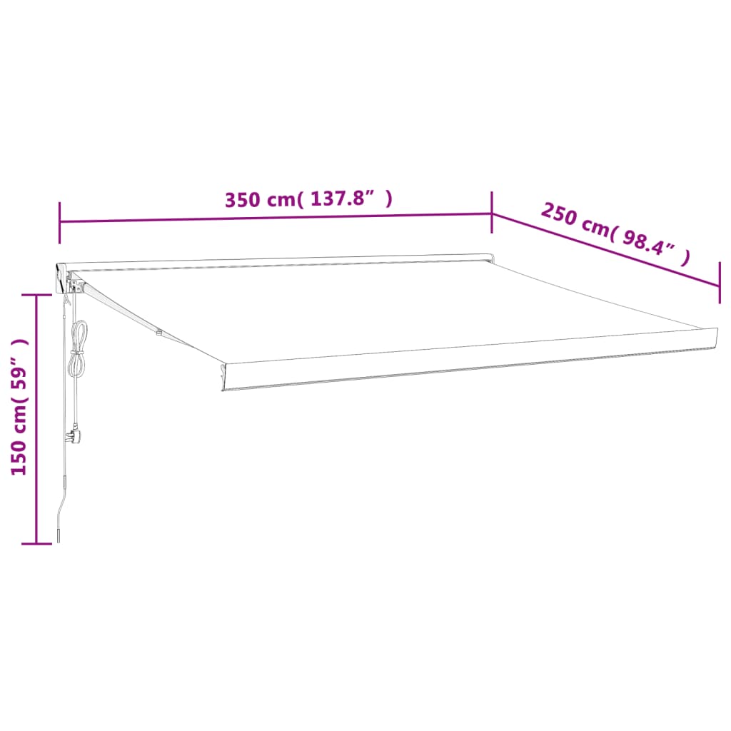 vidaXL Zwijana markiza, antracytowa, 3,5x2,5 m, tkanina i aluminium