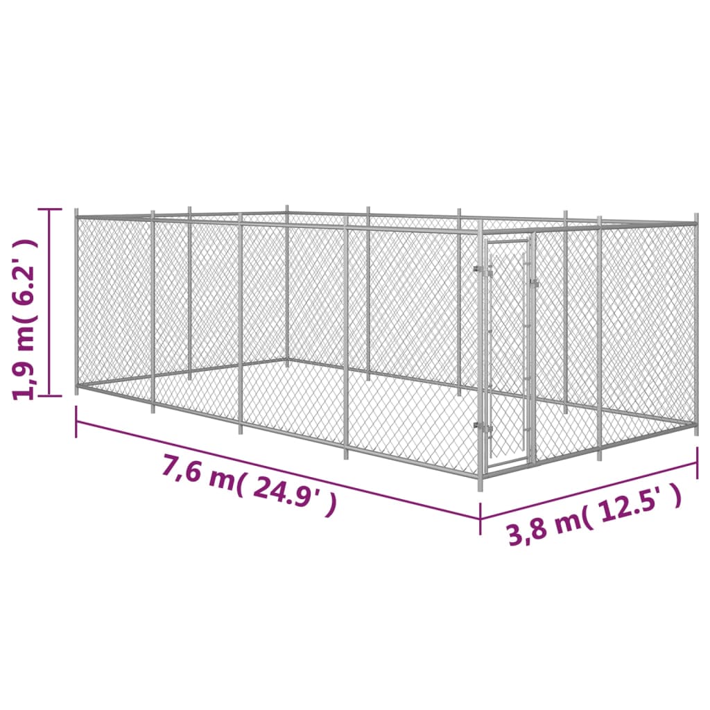 vidaXL Kojec dla psa, 7,6 x 3,8 x 1,9 m