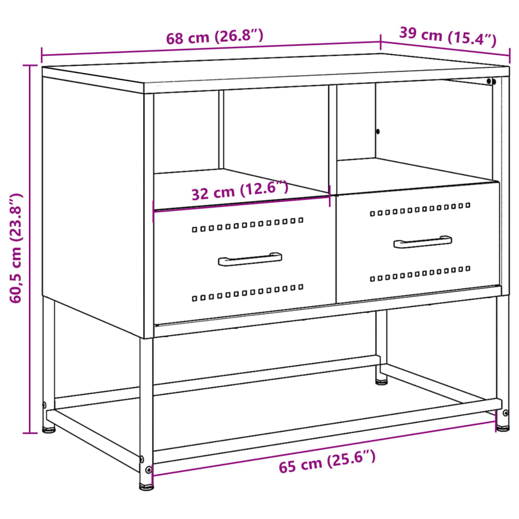 vidaXL Szafka pod telewizor, antracytowa, 68x39x60,5 cm, stalowa