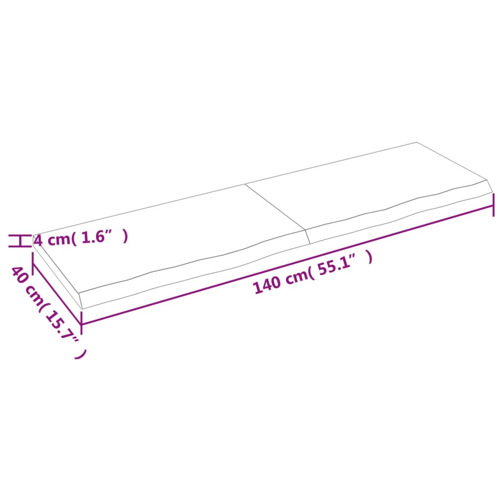 vidaXL Blat do łazienki, ciemnobrązowy, 140x40x(2-4) cm, lite drewno