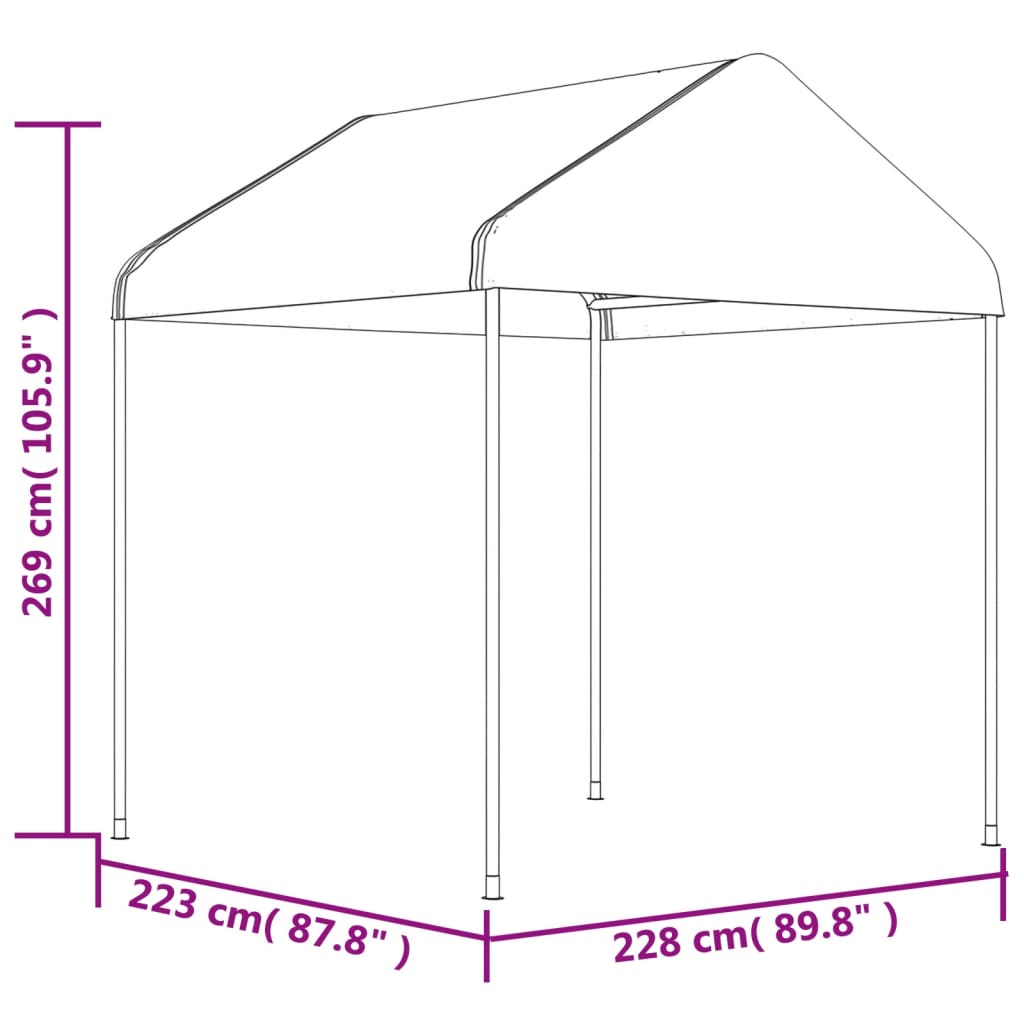 vidaXL Namiot ogrodowy z dachem, biały, 17,84x2,28x2,69 m, polietylen