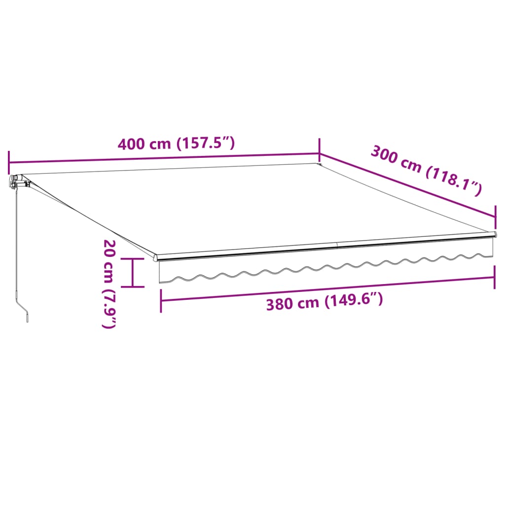 vidaXL Automatycznie zwijana markiza, burgundowa, 400x300 cm