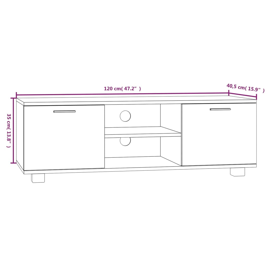 vidaXL Szafka pod TV, biały, 120x40,5x35 cm, materiał drewnopochodny