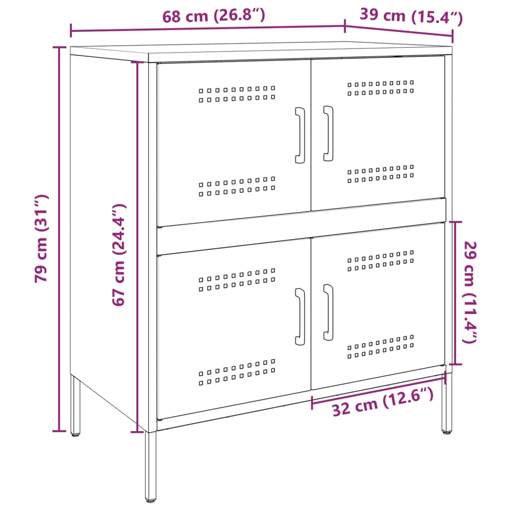 vidaXL Szafka boczna, antracytowa, 68x39x79 cm, stal